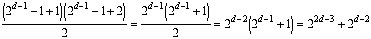 Formula which simplifies to 2 to the (2 d minus 3) plus 2 to the (d minus 2)
