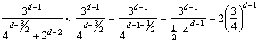 formula which simplifies and is less than 2 times three fourths to the (d minus 1)