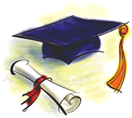 Diploma and graduation cap